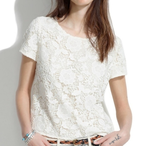 Madewell Tops - Madewell ivory meadowlace tee, XS